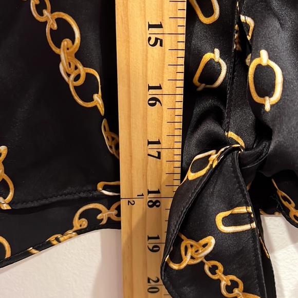 Wilfred Silk Chain Print Tie Front Blouse Black XXS - Picture 9 of 9